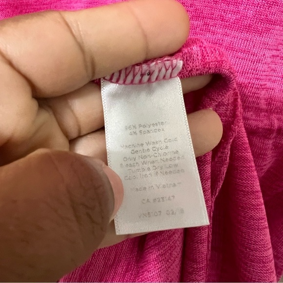 T by Talbots Maxi Dress Jersey Knit Hot Pink Tassel-Tie Women' Size Small Petite - Picture 7 of 8